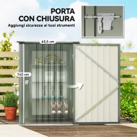 Outsunny Casetta da Giardino Porta Attrezzi in Acciaio Galvanizzato con Porta a Battente, 100x104x160 cm, Argento(m-4)