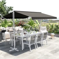 Outsunny Standmarkise Gartenmarkise Markise mit Faltarm Kurbel Terrasse Grau 3x3m(m-10)