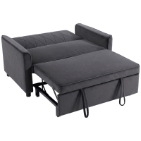 HOMCOM 2 Seater Sofa Bed, 3-in-1 Convertible Pull Out Sleeper Sofa with Click-Clack Adjustable Backrest, Dark Grey