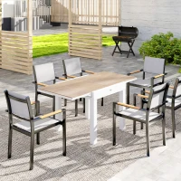 Outsunny Tavolo da Pranzo da Giardino Allungabile 80-160 cm per 4-6 Posti, Bianco(m-9)