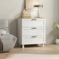 HOMCOM Comodă cu 3 Sertare Modernă din Lemn, 60x38x71 cm, Alb și Aspect de Lemn(m-7)