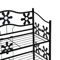 HOMCOM Estante para sapatos, estante para plantas, estante para flores, estante de chão, suporte, 4 níveis, metal, 59,5 x 30 x 92 cm, Preto(m-4)