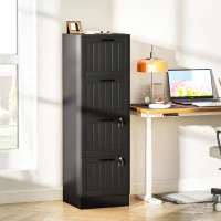 HOMCOM Caisson bureau, meuble rangement bois 4 tiroirs et serrure, barres de suspension réglables, 40 x 40 x 131 cm, noir(m-2)