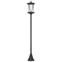 Outsunny Solar-Außenleuchte, LED, Automatikbetrieb, wetterfest, 6h Leuchtdauer, 17B x 17T x 127Hcm, Schwarz(m-1)