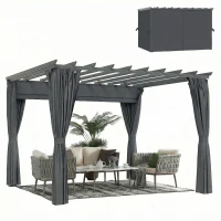 Outsunny Pergola ca. 3,6x3 m Garten Pavillon Terrassenüberdachung aus Aluminium Gartenpavillon mit verstellbares Dach Dunkelgrau(m-12)