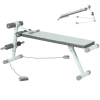 SPORTNOW Banc de Musculation Multifonction, Banc Plat Réglable avec Siège à 3 Niveaux, 141 x 52 x 54-71 cm, Bleu et Blanc(m-12)
