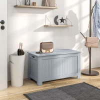 HOMCOM Baúl de Almacenaje con Tapa Baúl de Almacenaje Versátil con Bisagra de Seguridad para Pasillo Salón 81x40x46 cm Gris(m-2)