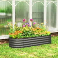 Outsunny Jardinière surélevée carré potager de jardin en acier modulable légumes, plantes, fleurs, dim. 150 x 62 x 30 cm gris(m-10)