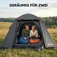 Outsunny Campingzelt 2 Personen 3000mm Wasserdicht & Winddicht Kuppelzelt mit 2 Türen 2 Netzfenstern 2 Seitenfenster Tragetasche(m-4)