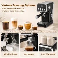 HOMCOM Espresso Machine, 20-Bar Cappuccino Coffee Maker with Frother Wand, 1.2 L Water Tank, Black(m-5)