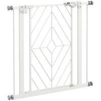 PawHut Pressure Fit Stair Gate, Dog Gate, with Auto Closing Door, Double Locking, Easy Installation, Openings 74-80cm - White(m-1)