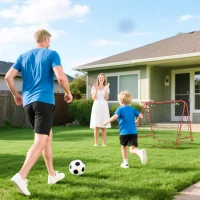 HOMCOM Double Sided Football Rebounder Net, Football Rebound Goal with 5 Adjustable Angles, Red(m-8)