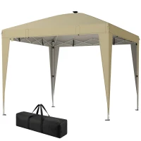 Outsunny Tonnelle de jardin 3 x 3 m avec éclairage pop up tente pliante réglable en hauteur télécommande sac de transport crème(m-13)