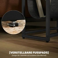 HOMCOM Beistelltisch, Couchtisch mit 3-stufiger Ablage, V-förmigem Magazinhalter 43 x 18 x 56 cm, Rustikal Braun(m-6)