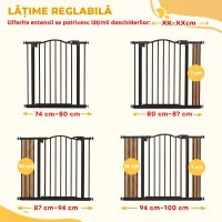 PawHut Poartă Extensibilă pentru Câini cu 4 Șuruburi Reglabile, din Metal și Plastic, 74-100x78 cm, Negru(m-4)