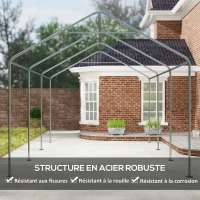 Outsunny Carport tente de garage 3 x 6 m, abri voiture extérieur, parois latérales amovibles, 2 portes zippées enroulables, gris(m-7)