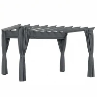 Outsunny Pergola ca. 3,6x3 m Garten Pavillon Terrassenüberdachung aus Aluminium Gartenpavillon mit verstellbares Dach Dunkelgrau(m-1)