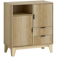 HOMCOM Buffet salon, meuble de rangement, 2 portes, 2 tiroirs, étagère réglable, compartiment ouvert, 80x40x90cm, bois naturel