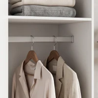 HOMCOM Armario Dormitorio Moderno Armario Ropero con Barra para Colgar Cajón Estante Superior 40x52x170 cm Blanco(m-11)
