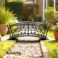 Outsunny Gartenbrücke aus Metall 120 cm Teichbrücke mit Sicherheitsgeländern Antik-Optik Rostbeständig einfache Montage(m-7)
