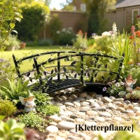 Outsunny Gartenbrücke aus Metall 120 cm Teichbrücke mit Sicherheitsgeländern Antik-Optik Rostbeständig einfache Montage(m-9)