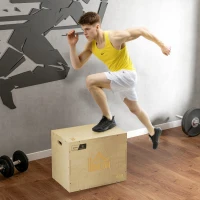 Box jump pliométrie 3 en 1 - Collaboration Aosom.fr x FFHandball - saut musculation fitness 61x51x76cm bois(m-10)