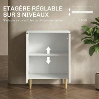 HOMCOM Buffet cuisine meuble de rangement avec 2 portes étagère réglable pieds métalliques surélevés 60 x 40 x 80 cm blanc(m-5)