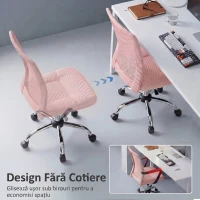 Vinsetto Scaun de Birou Ergonomic, Rotativ, fără Brațe, din Plasă Respirabilă, Înălțime Reglabilă, Roz(m-7)
