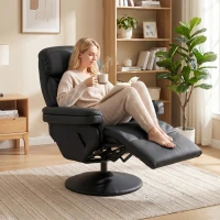 HOMCOM Upholstered Reclining Armchair, Manual Recliner Chair with Footrest and Adjustable Backrest, Black(m-8)