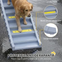 PawHut Scară Pliabilă pentru Câini, pentru Mașină și Paturi, 10 Trepte Antiderapante, Capacitate 68kg, Gri(m-5)