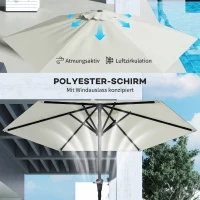 Outsunny Parasol de jardin parasol droit parasol hexagonal inclinable Ø 2,3 x 2,16 m métal polyester haute densité 180 g/m² crème(m-6)