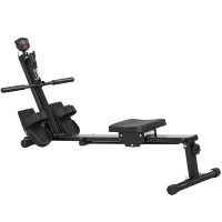 SPORTNOW Aparat de Vâslit pentru Acasă, Compact și Silențios, cu Rezistență Elastică, Monitor LCD, Scaun Confortabil, pentru Antrenament Total al Corpului, Capacitate 150 kg, Economisire Spațiu, Negru(m-12)