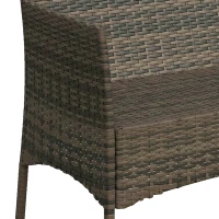 Outsunny 4 Piece Rattan Garden Furniture Sofa Set with Loveseat, Armchairs, Glass-Top Coffee Table and Cushions, Brown(m-10)