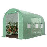 Outsunny Invernadero de Túnel 4x2x2 m con Puerta Enrollable y 6 Ventanas de Malla  Cubierta PE 140 g/m² Verde(m-11)