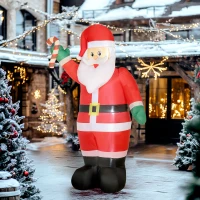 Outsunny Papá Noel Hinchable 240 cm con Bastón Luces LED e Inflador Decoración Navideña para Exterior Interior Multicolor(m-10)