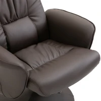 HOMCOM Poltrona Relax com Apoio Poltrona de TV Giratória com 10 Pontos de Massagem Função Reclinável Poltrona de Massagem com Controlo Remoto Bolso Lateral Poltrona de TV Couro Sintético Castanho(m-4)