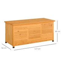 Outsunny Baule da Esterno in Legno di Abete Impermeabile con Base Rialzata, 127x56x60 cm, Giallo Scuro(m-3)