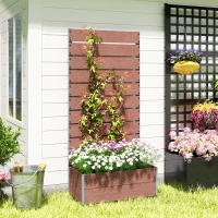 Outsunny Jardinière avec treillis, bac à fleurs, pour plantes grimpantes, légumes, fleurs, 72 x 38 x 150 cm, marron clair(m-8)