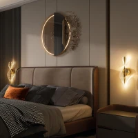 HOMCOM Led Wall Lamp 2 Pack, 13W Modern Indoor Spiral Wall Light, Colour Temperature Adjustable 3000K/4000K/6500K, for Bedroom, Living Room, Hallway, Stairs, Gold Tone(m-10)