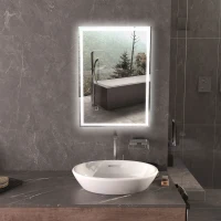 HOMCOM Badspiegel Badezimmerspiegel Wandspiegel LED´s. Berührungsschalter, Weiß(m-10)
