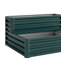 Outsunny Carré potager de jardin fond ouvert 2 étages pour herbes légumes fruits fleurs 120 x 101 x 58 cm vert(m-11)