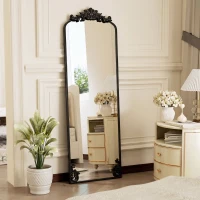HOMCOM Floor Mirror, 50 x 160 cm Full Length Mirror with Baroque Metal Frame for Bedroom, Living Room, Dressing Room, Black(m-12)