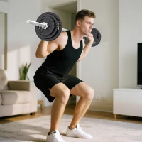 SPORTNOW Greutăți pentru Sală 2 în 1 de 42 kg cu 14 Discuri, Haltere și Gantere, din Oțel, 180x24x24 cm, Negru(m-9)