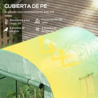 Outsunny Invernadero de Túnel con 2 Puertas Enrollables 2 Ventanas de Malla y Marco de Acero Cubierta PE 135g/m² Anti-UV Verde(m-4)