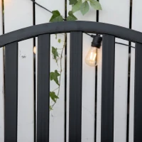 Outsunny, Băncuță de grădină, Cu masă de cafea integrată, Metal,150 x 58.5 x 90 cm, Negru(m-7)