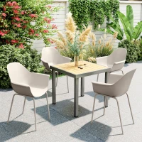Outsunny Set 4 Scaune din Plastic cu Picioare Antiderapante, 59x55x84 cm, Gri(m-2)