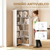 HOMCOM Estantería Expandible 5 Niveles Giratoria 350° Ancho Ajustable Convertible en en L Recta o Compacta 111,5x23,8x163,7 cm(m-7)