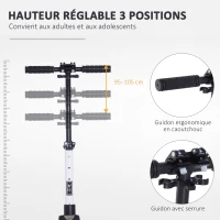 HOMCOM Trottinette pliable pour adultes adolescents à partir 14 ans hauteur guidon réglable double système d'absorption des chocs roues PU alu dim. 94 x 38 x 95-105 cm blanc(m-4)