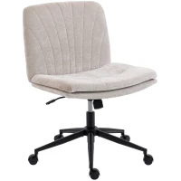 HOMCOM Homeoffice Stuhl Schreibtischstuhl mit Leinenoptik Höhenverstellbar Schneidersitz Drehstuhl mit Wippfunktion, Beige(m-11)