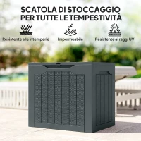 Outsunny Baule da Giardino con Maniglie, Contenitore Porta Attrezzi Impermeabile, 56x41x50 cm, Grigio Scuro(m-7)